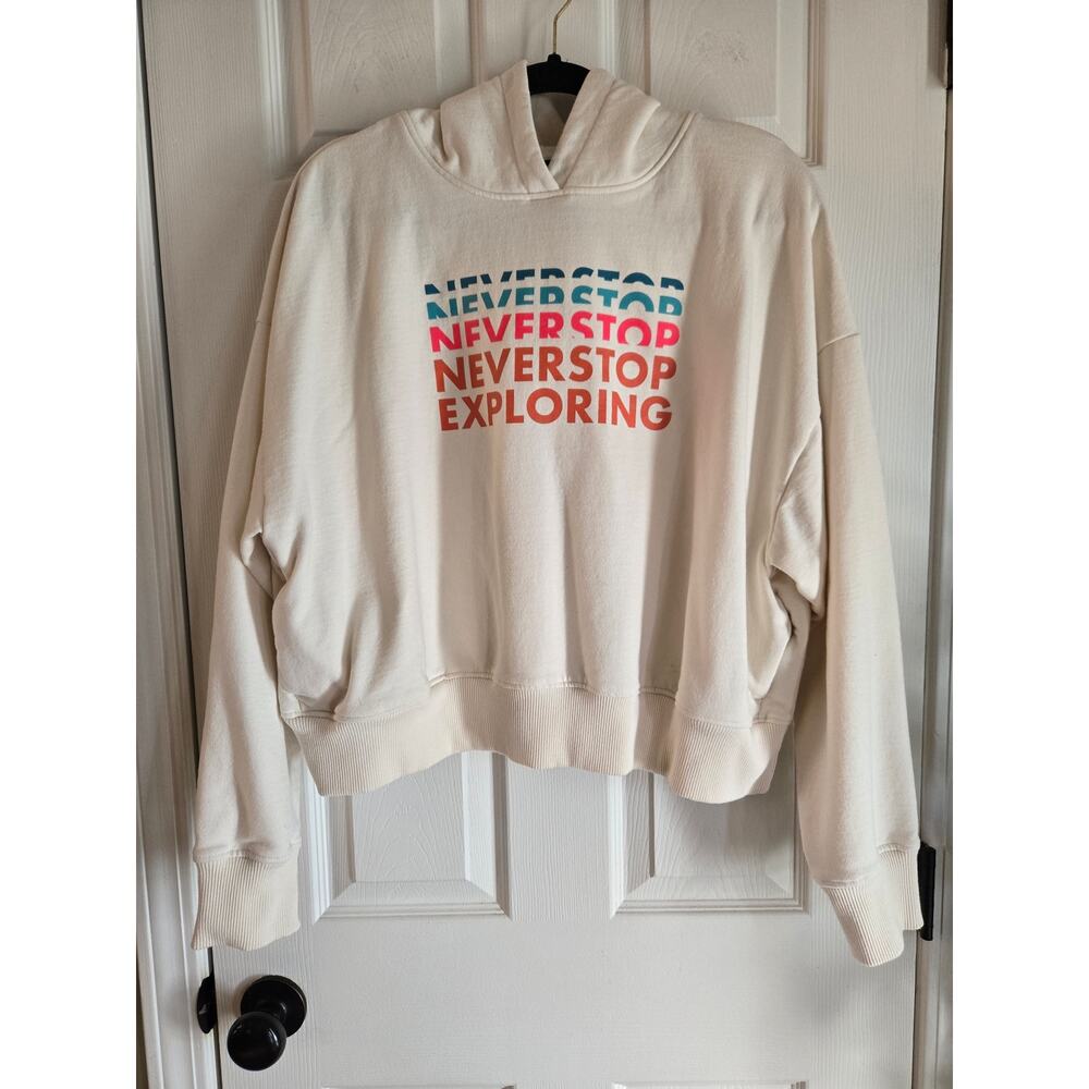 The North Face Women's Logo Play Hoodie Cropped White Never Stop Exploring XL - Picture 1 of 8